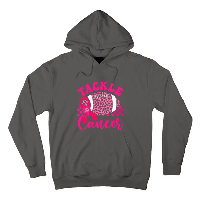 Pink Ribbon Hippie Tackle Football Breast Cancer Awareness Gift Tall Hoodie