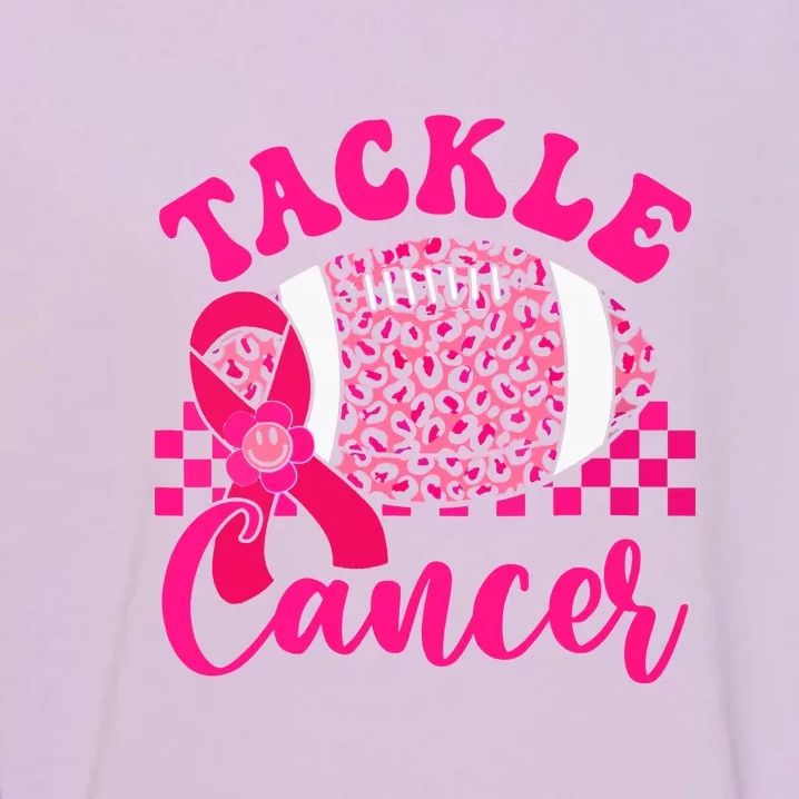 Pink Ribbon Hippie Tackle Football Breast Cancer Awareness Gift Garment-Dyed Sweatshirt