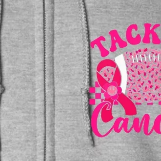 Pink Ribbon Hippie Tackle Football Breast Cancer Awareness Gift Full Zip Hoodie