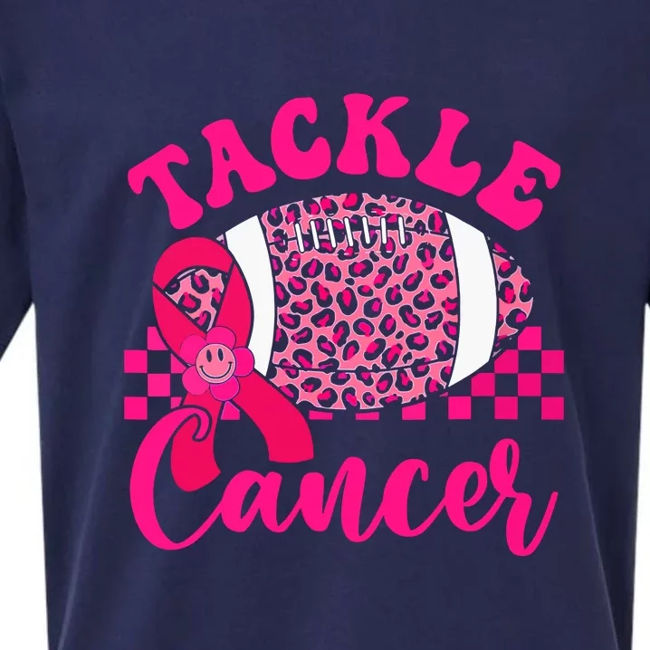 Pink Ribbon Hippie Tackle Football Breast Cancer Awareness Gift Sueded Cloud Jersey T-Shirt