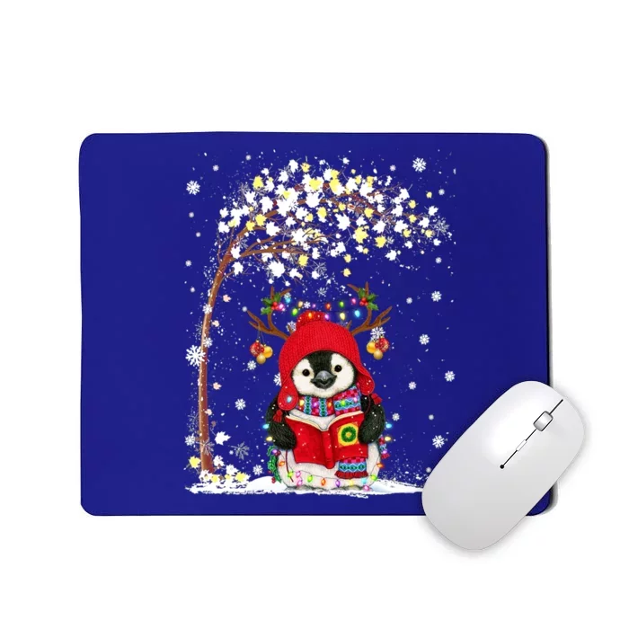 Penguin Reindeer Hat Santa Christmas Tree Funny Penguin Xmas Gift Mousepad