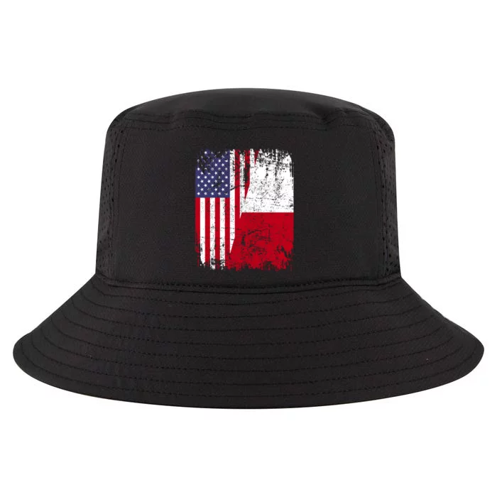 POLISH ROOTS Half American Flag USA POLAND FLAG Polska Cool Comfort Performance Bucket Hat