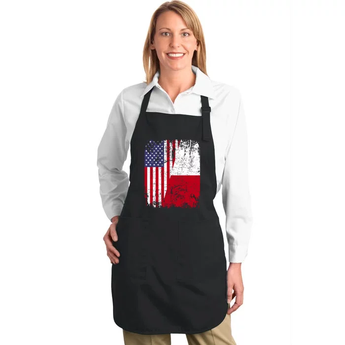 POLISH ROOTS Half American Flag USA POLAND FLAG Polska Full-Length Apron With Pocket