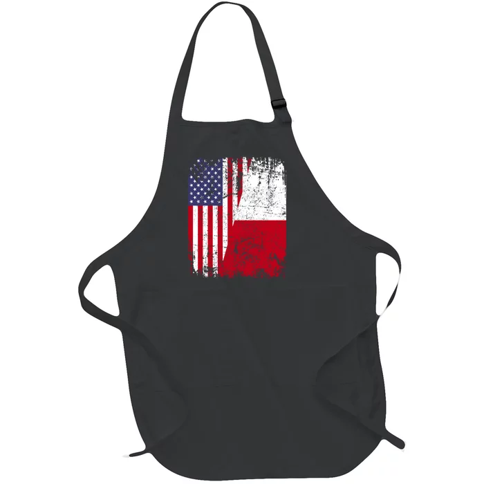 POLISH ROOTS Half American Flag USA POLAND FLAG Polska Full-Length Apron With Pocket