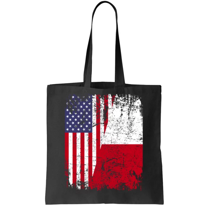 POLISH ROOTS Half American Flag USA POLAND FLAG Polska Tote Bag