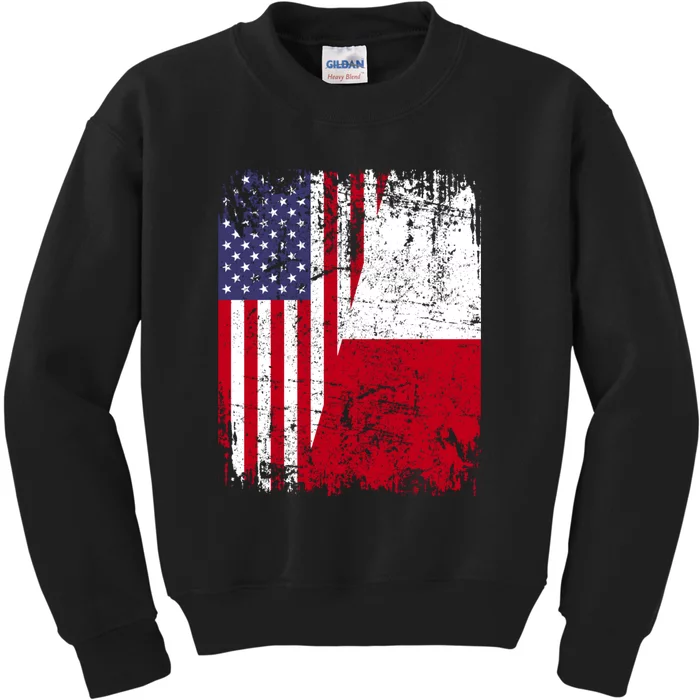 POLISH ROOTS Half American Flag USA POLAND FLAG Polska Kids Sweatshirt