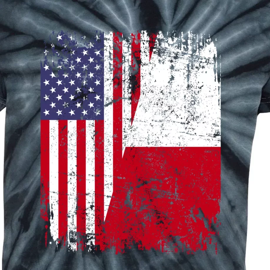 POLISH ROOTS Half American Flag USA POLAND FLAG Polska Kids Tie-Dye T-Shirt