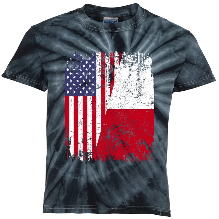 POLISH ROOTS Half American Flag USA POLAND FLAG Polska Kids Tie-Dye T-Shirt