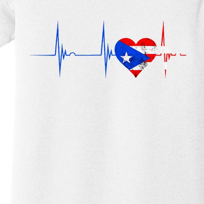 Puerto Rico Heart Puerto Rican Heartbeat Ecg Pulse Boricua Baby Bodysuit