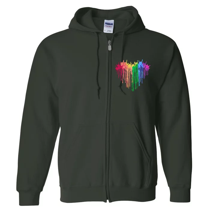 Pride Rainbow Heart Graphic Lgbt Full Zip Hoodie