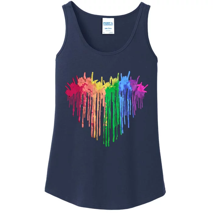 Pride Rainbow Heart Graphic Lgbt Ladies Essential Tank