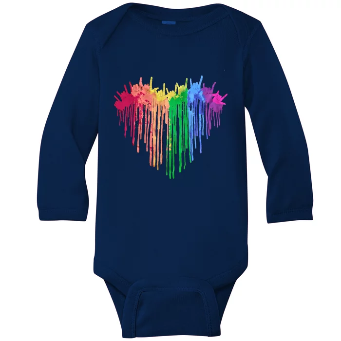 Pride Rainbow Heart Graphic Lgbt Baby Long Sleeve Bodysuit