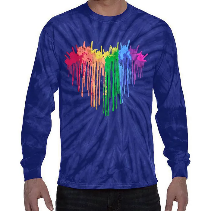 Pride Rainbow Heart Graphic Lgbt Tie-Dye Long Sleeve Shirt