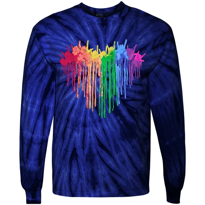 Pride Rainbow Heart Graphic Lgbt Tie-Dye Long Sleeve Shirt