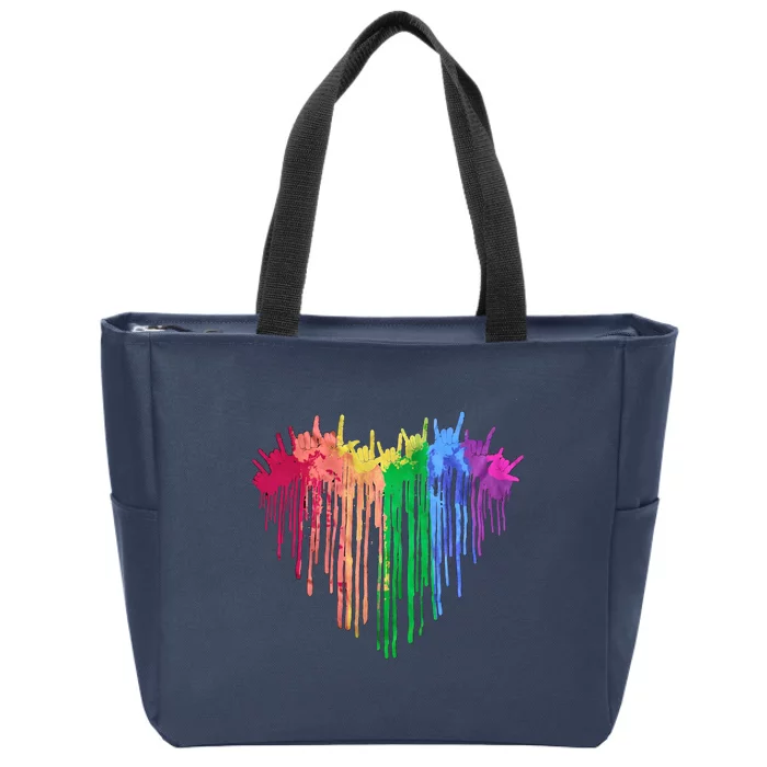 Pride Rainbow Heart Graphic Lgbt Zip Tote Bag