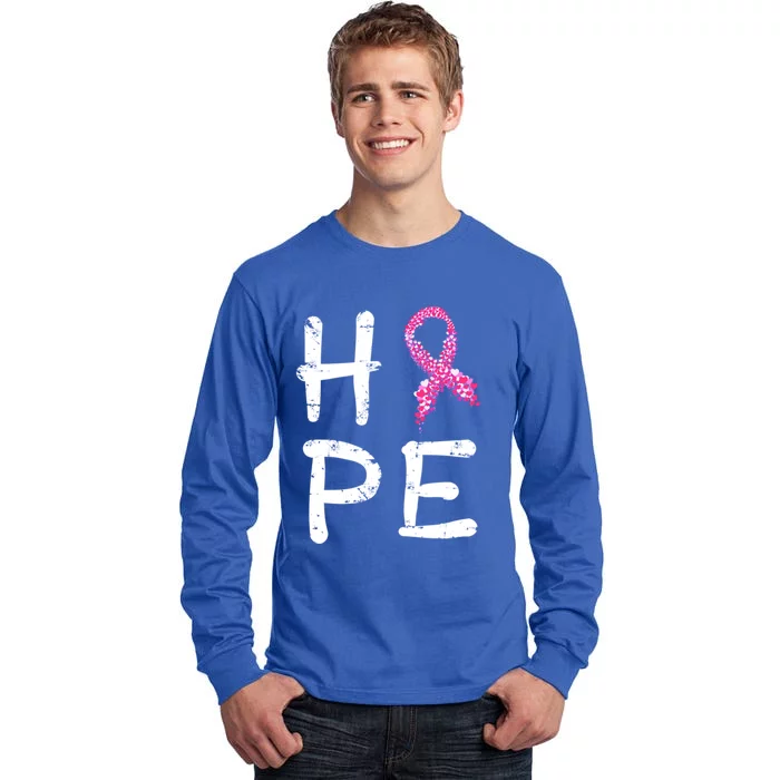 Pink Ribbon Hope Awareness Breast Cancer Survivor Funny Gift Meaningful Gift Tall Long Sleeve T-Shirt