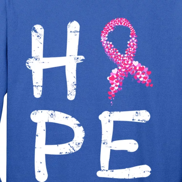 Pink Ribbon Hope Awareness Breast Cancer Survivor Funny Gift Meaningful Gift Tall Long Sleeve T-Shirt