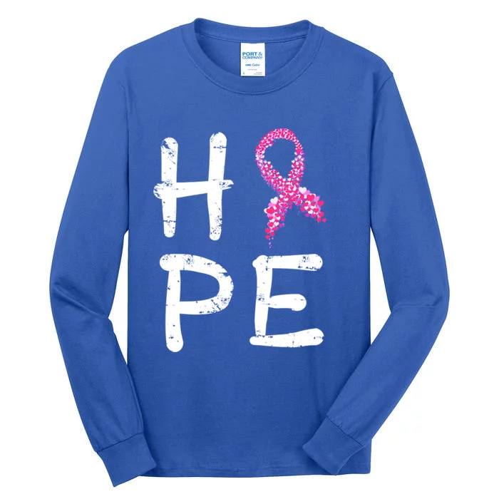 Pink Ribbon Hope Awareness Breast Cancer Survivor Funny Gift Meaningful Gift Tall Long Sleeve T-Shirt