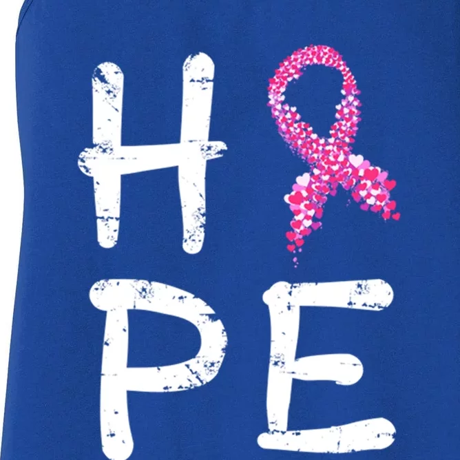 Pink Ribbon Hope Awareness Breast Cancer Survivor Funny Gift Meaningful Gift Women's Racerback Tank