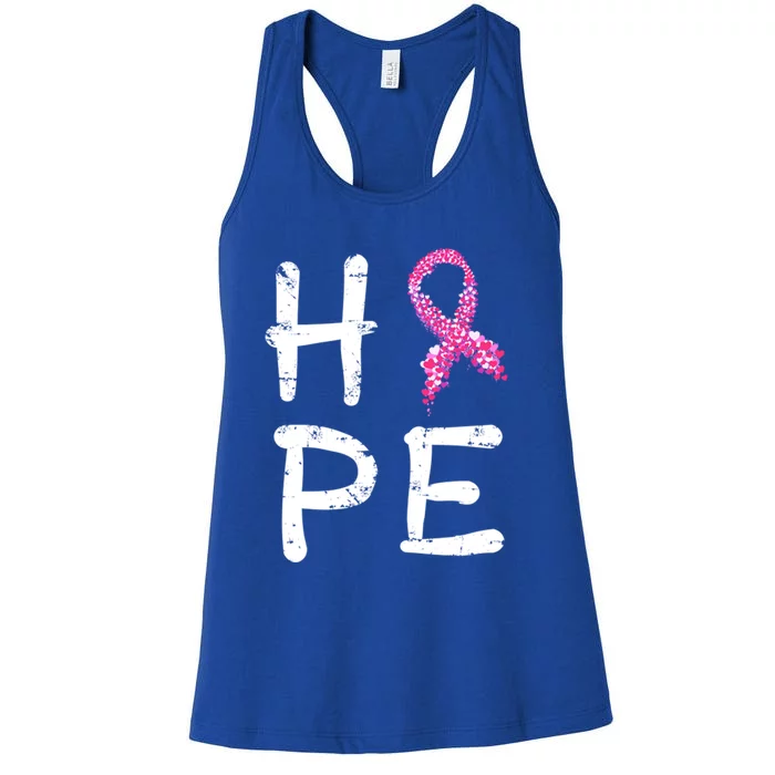 Pink Ribbon Hope Awareness Breast Cancer Survivor Funny Gift Meaningful Gift Women's Racerback Tank