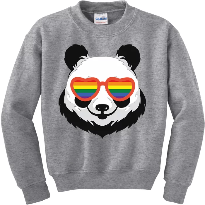 Panda Rainbow Heart Glasses Cute Lgbt Kids Sweatshirt