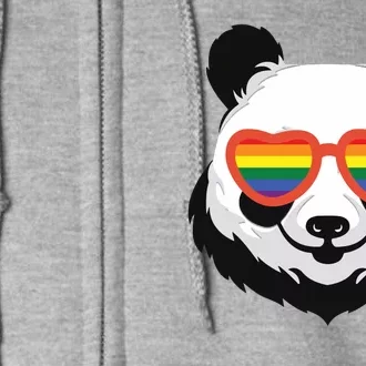 Panda Rainbow Heart Glasses Cute Lgbt Full Zip Hoodie