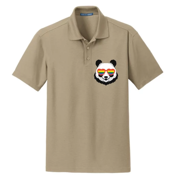 Panda Rainbow Heart Glasses Cute Lgbt Dry Zone Grid Performance Polo