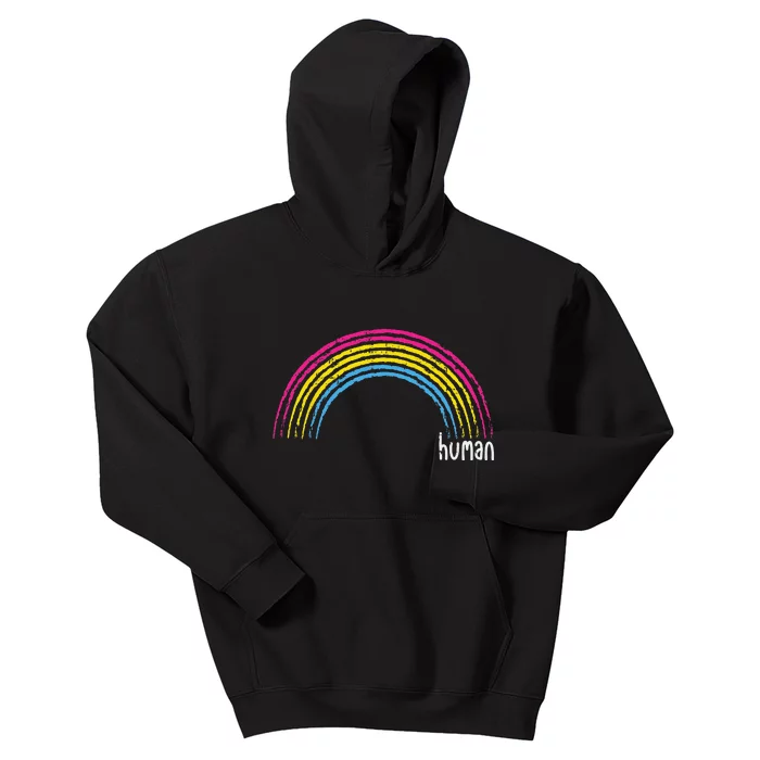 Pansexual Rainbow Human Vintage Pan Pride Flag LGBT Gift Kids Hoodie