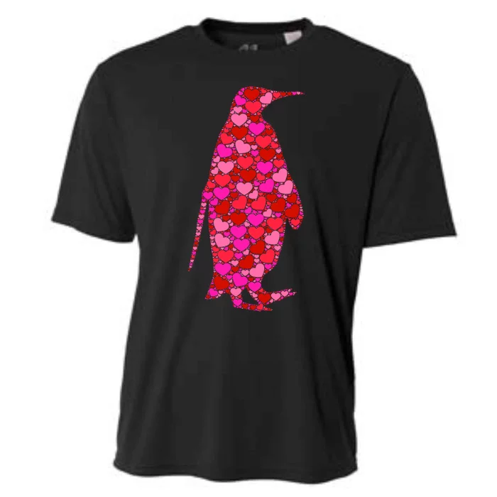 Pink Red Heart Valentines Day Gift Cute Gift Penguin Funny Gift Cooling Performance Crew T-Shirt