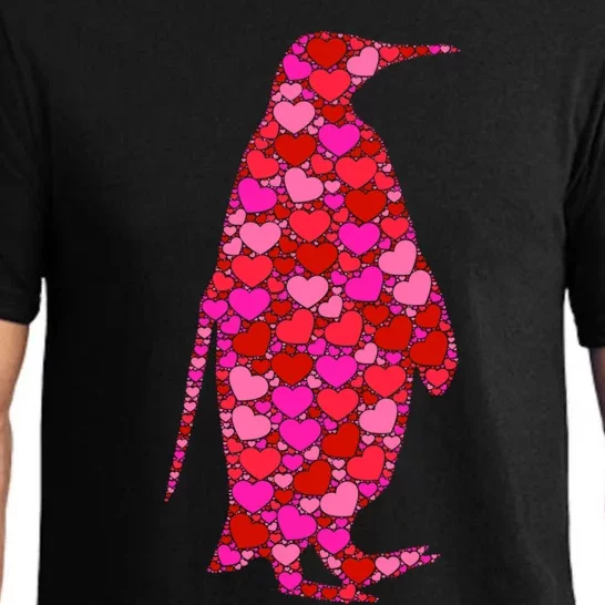 Pink Red Heart Valentines Day Gift Cute Gift Penguin Funny Gift Pajama Set