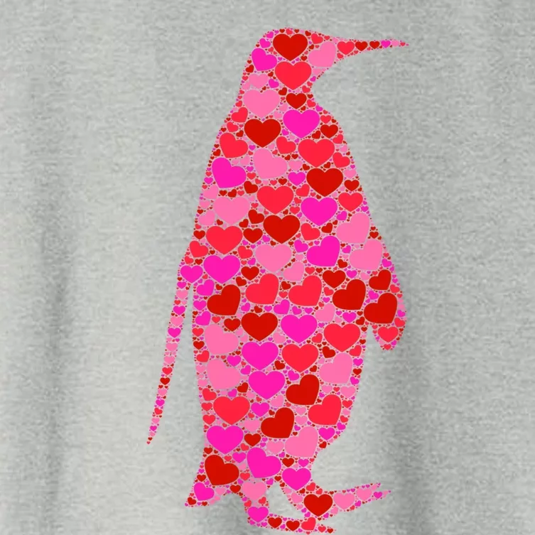 Pink Red Heart Valentines Day Gift Cute Gift Penguin Funny Gift Women's Crop Top Tee