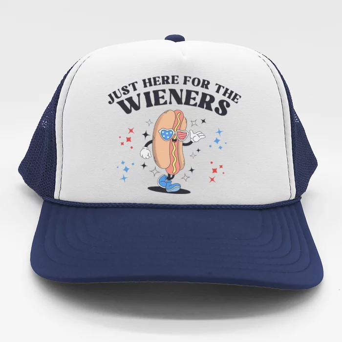 Patriotic Retro Hot Dog 4th Of July Design Trucker Hat