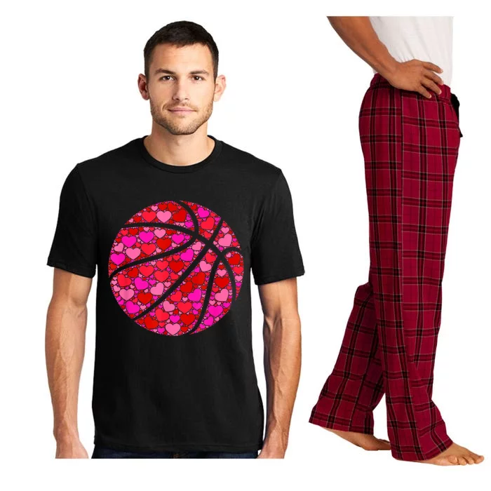 Pink Red Heart Valentines Day Gift Women Girls Basketball Pajama Set