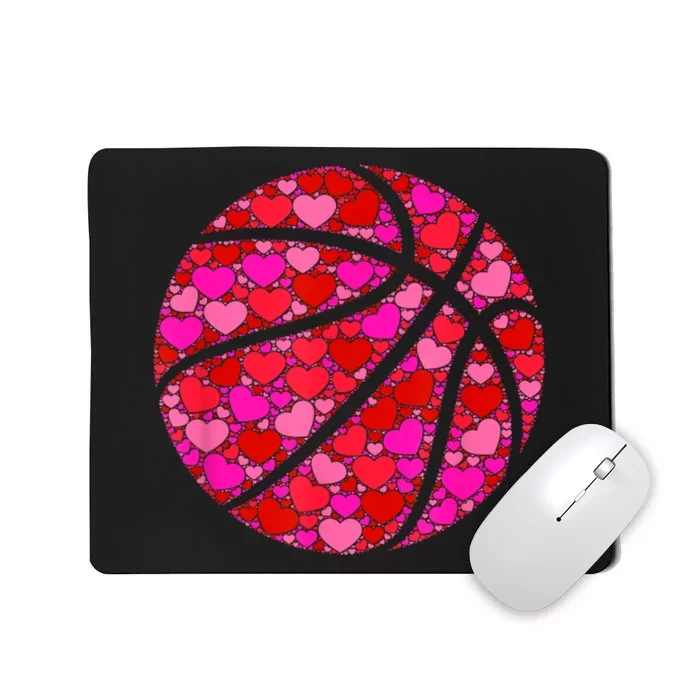 Pink Red Heart Valentines Day Gift Women Girls Basketball Mousepad