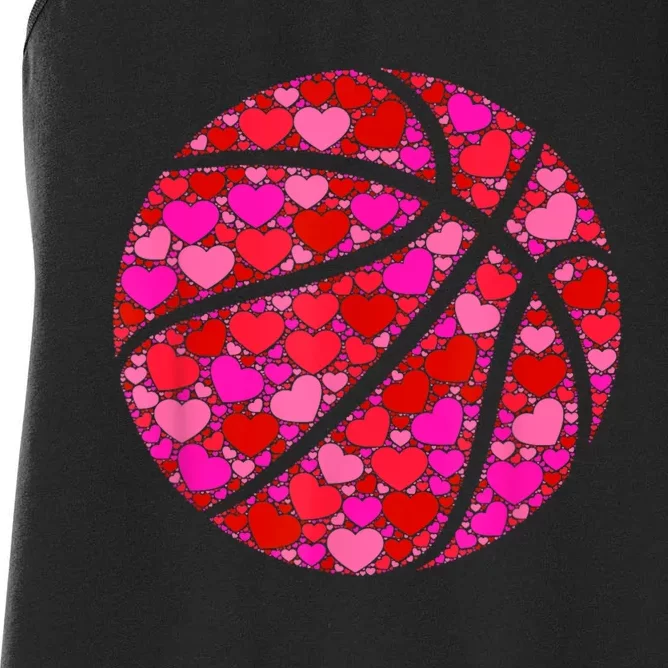 Pink Red Heart Valentines Day Gift Women Girls Basketball Women's Racerback Tank