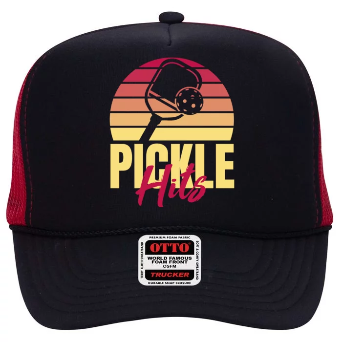 Pickleball Retro Hits High Crown Mesh Trucker Hat