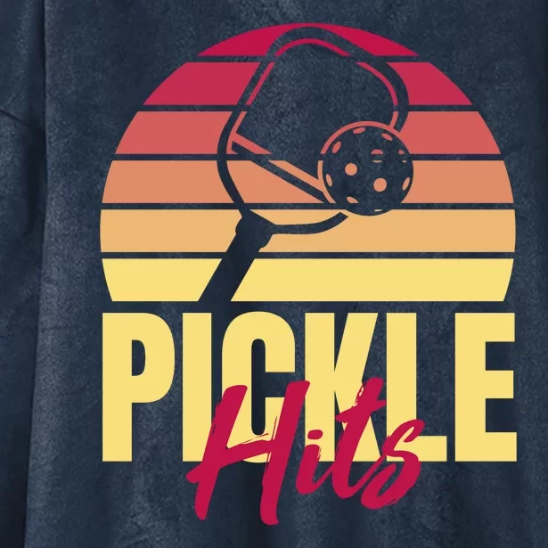 Pickleball Retro Hits Hooded Wearable Blanket