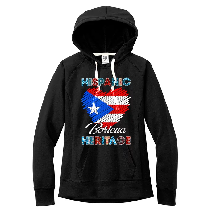 Puerto Rican Hispanic Heritage Boricua Puerto Rico Flag Women's Fleece Hoodie