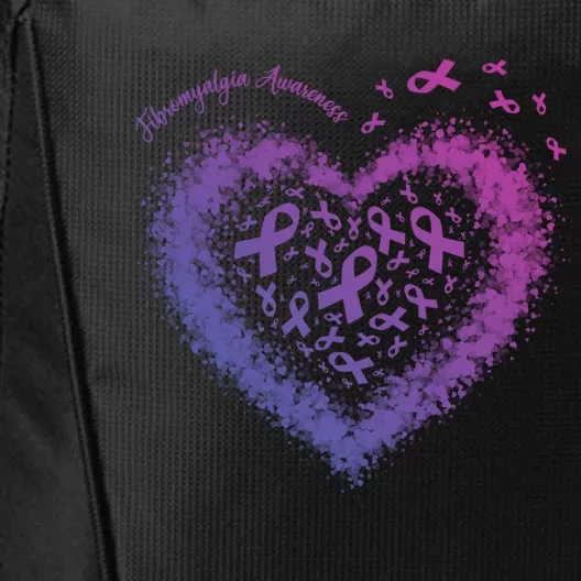 Purple Ribbon Heart Fibromyalgia Awareness Warrior Survivor Cute Gift City Backpack