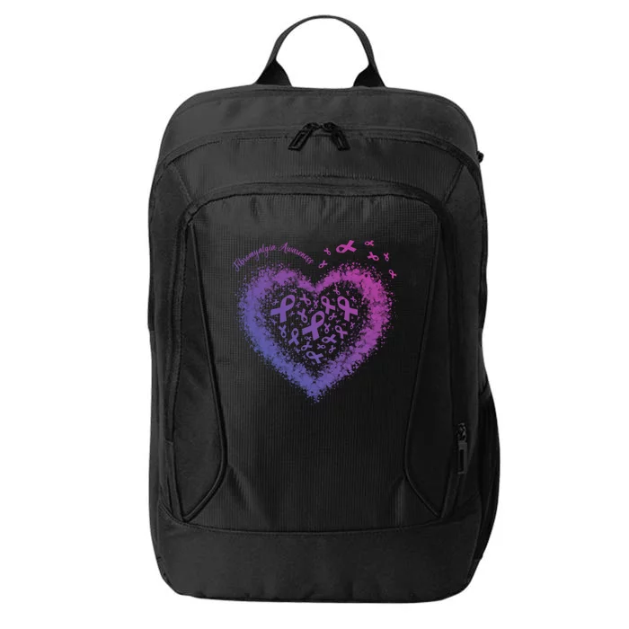 Purple Ribbon Heart Fibromyalgia Awareness Warrior Survivor Cute Gift City Backpack