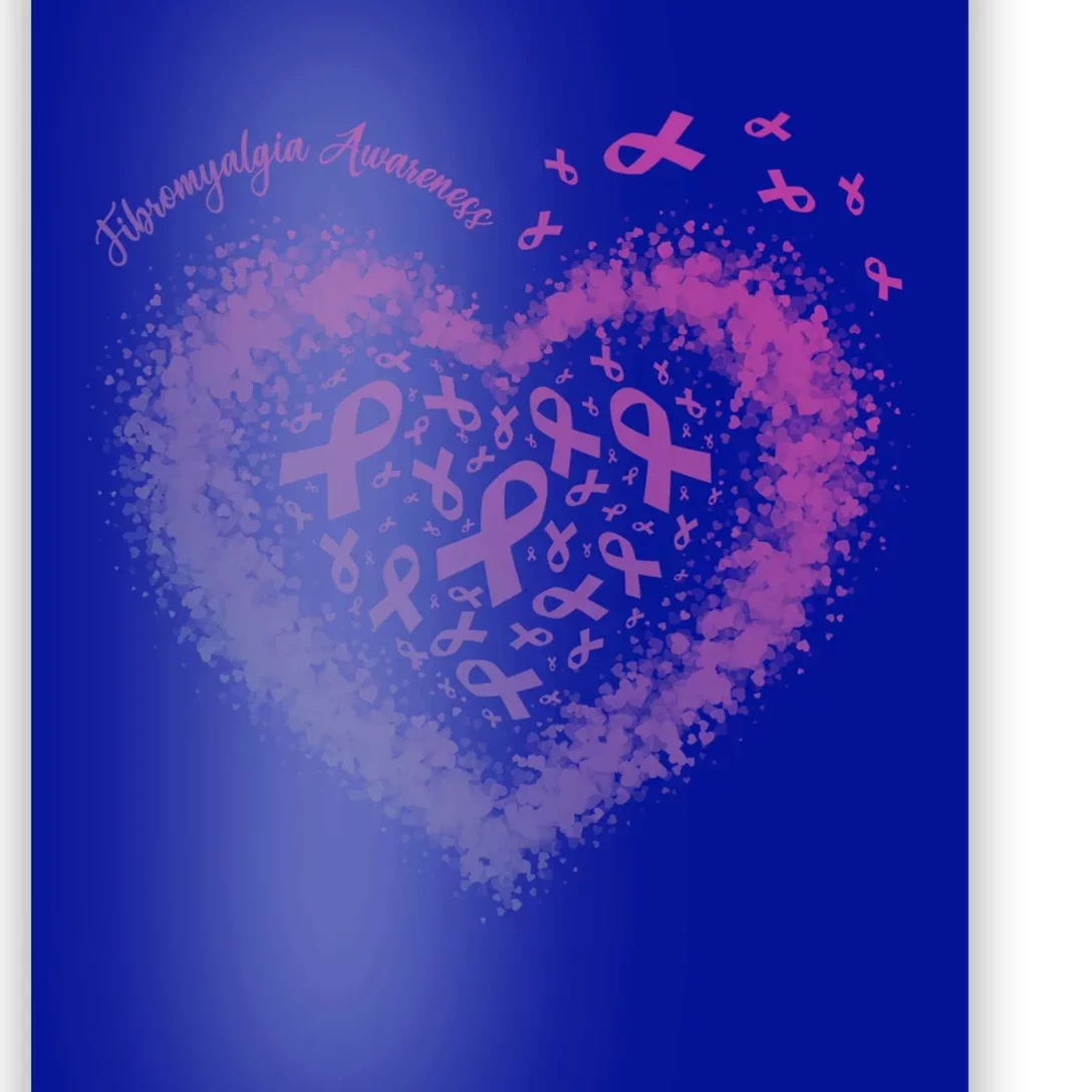 Purple Ribbon Heart Fibromyalgia Awareness Warrior Survivor Cute Gift Poster