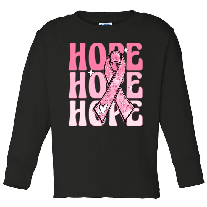 Pink Ribbon Hope Breast Cancer Toddler Long Sleeve Shirt