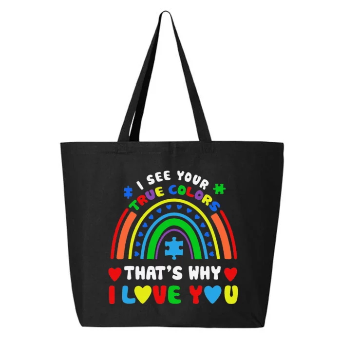 Puzzle Rainbow In April We Wear Blue Autism Awareness Month 25L Jumbo Tote