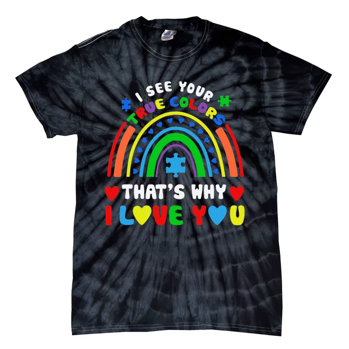 Puzzle Rainbow In April We Wear Blue Autism Awareness Month Tie-Dye T-Shirt