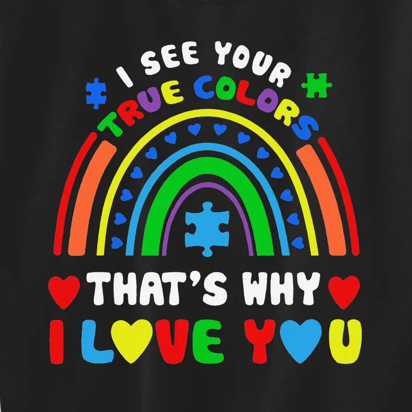 Puzzle Rainbow In April We Wear Blue Autism Awareness Month Kids Sweatshirt