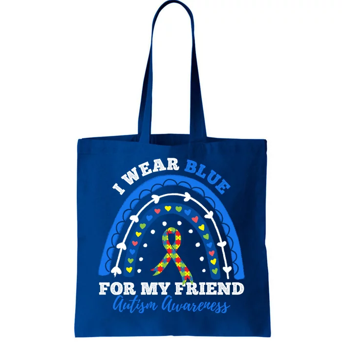 Puzzle Rainbow I Wear Blue For Friend Autism Awareness Month Gift Tote Bag