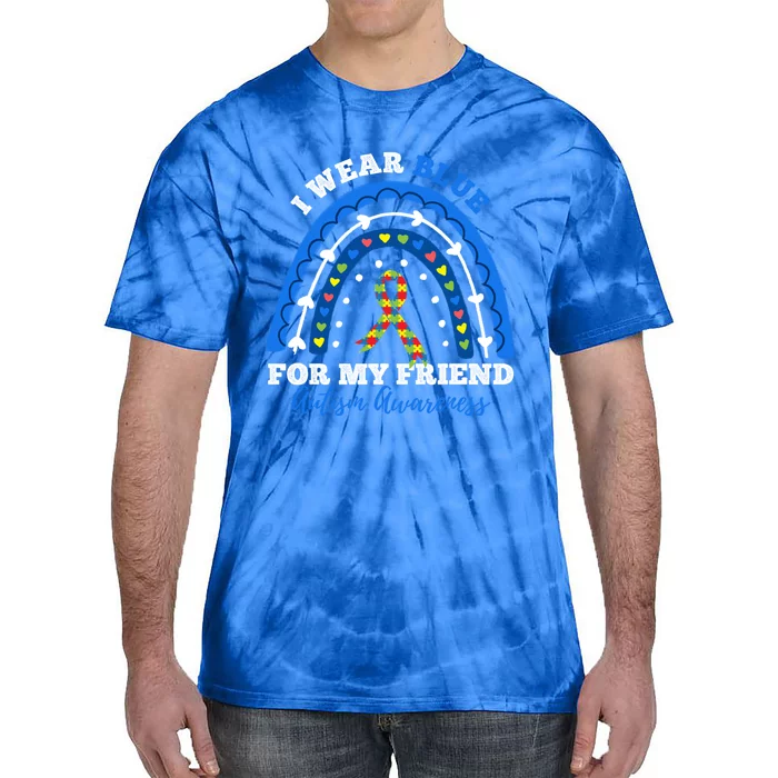 Puzzle Rainbow I Wear Blue For Friend Autism Awareness Month Gift Tie-Dye T-Shirt