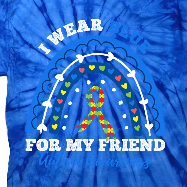 Puzzle Rainbow I Wear Blue For Friend Autism Awareness Month Gift Tie-Dye T-Shirt