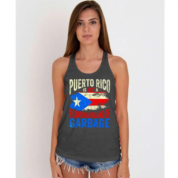 Puerto Rico Is Not A Floating Island Of Garbage Women's Knotted Racerback Tank