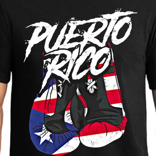 Puerto Rico In Boxing Gloves Hispanic Boxing Fighter Gift Pajama Set